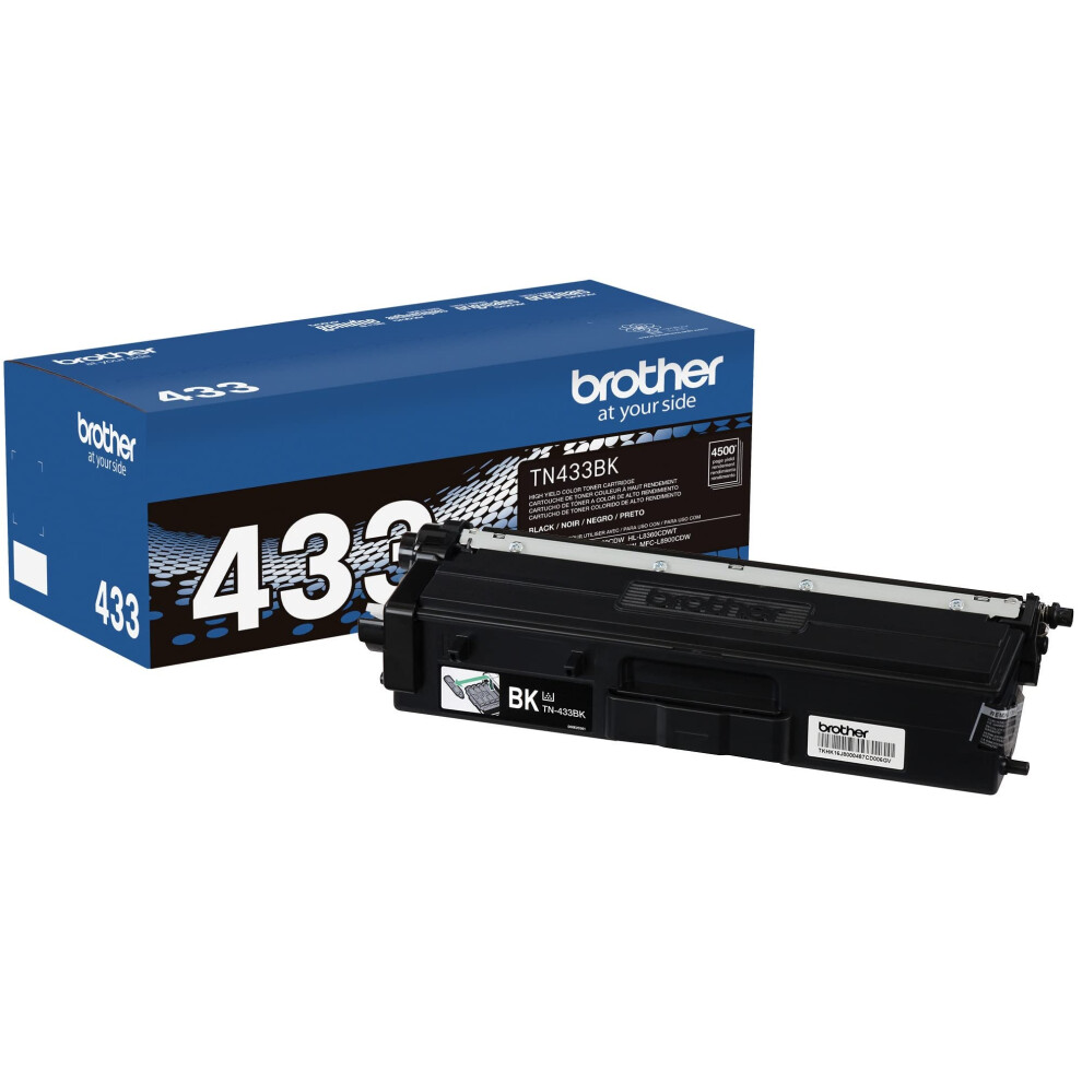 Brother Genuine TN433BK High Yield Toner-Retail Packaging  Black  1 Size