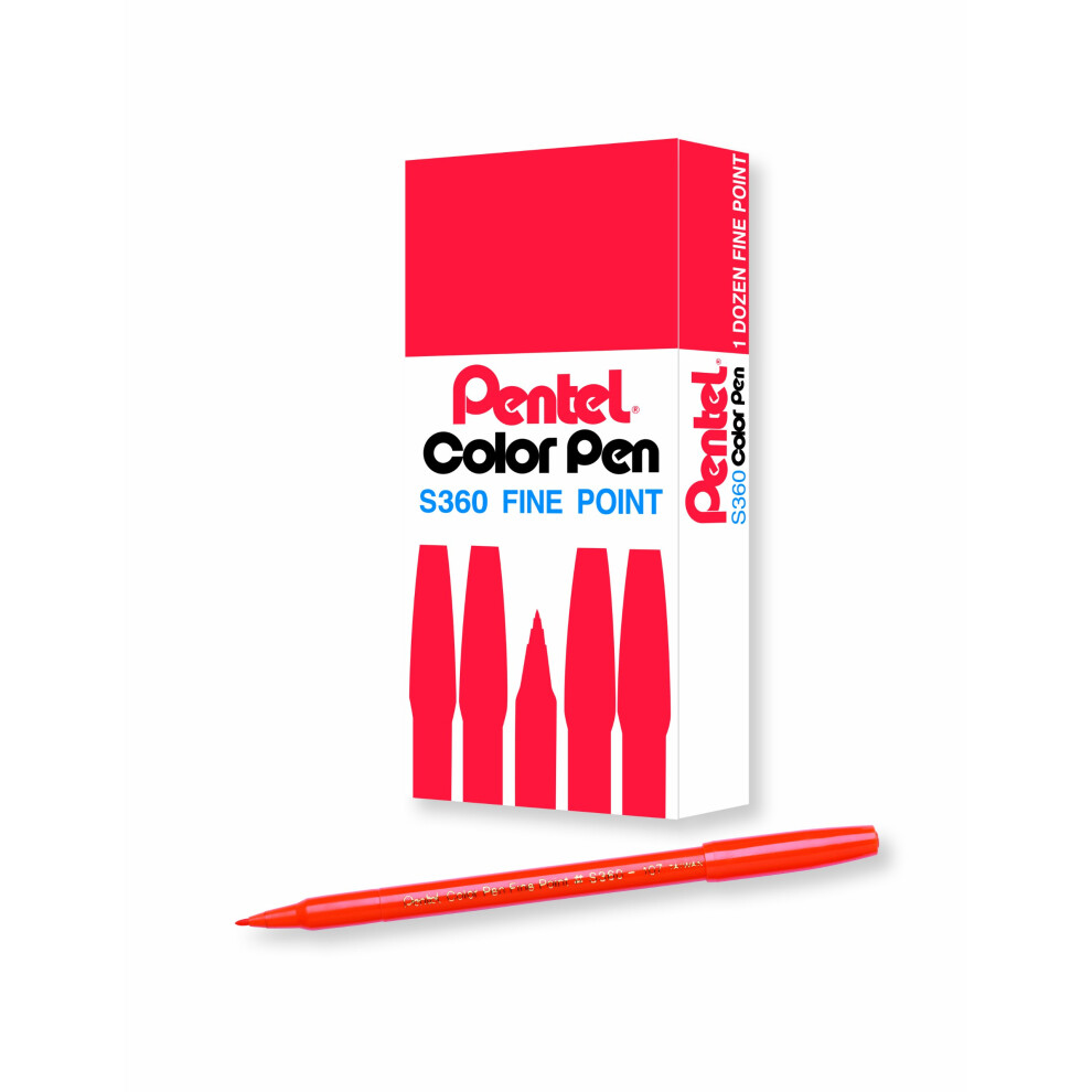 Pentel Arts Color Pen  Orange  Box of 12 (S360-107)