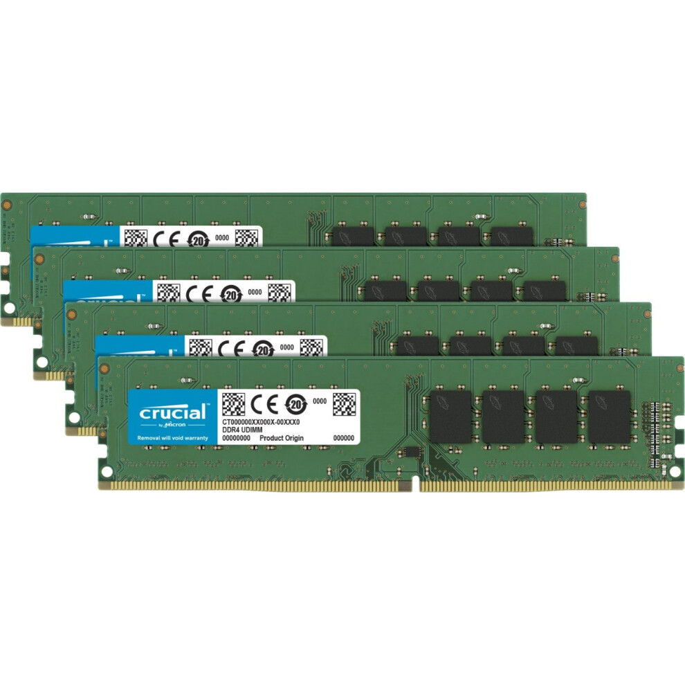 Crucial 32GB Kit (8GBx4) DDR4 2400 MT/s (PC4-19200) DR x8 DIMM 288-Pin Memory - CT4K8G4DFD824A