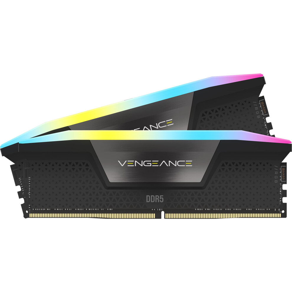 CORSAIR Vengeance RGB DDR5 RAM 16GB (2x8GB) 5200MHz CL40 Intel XMP iCUE Compatible Computer Memory - Black (CMH16GX5M2B5200C40)