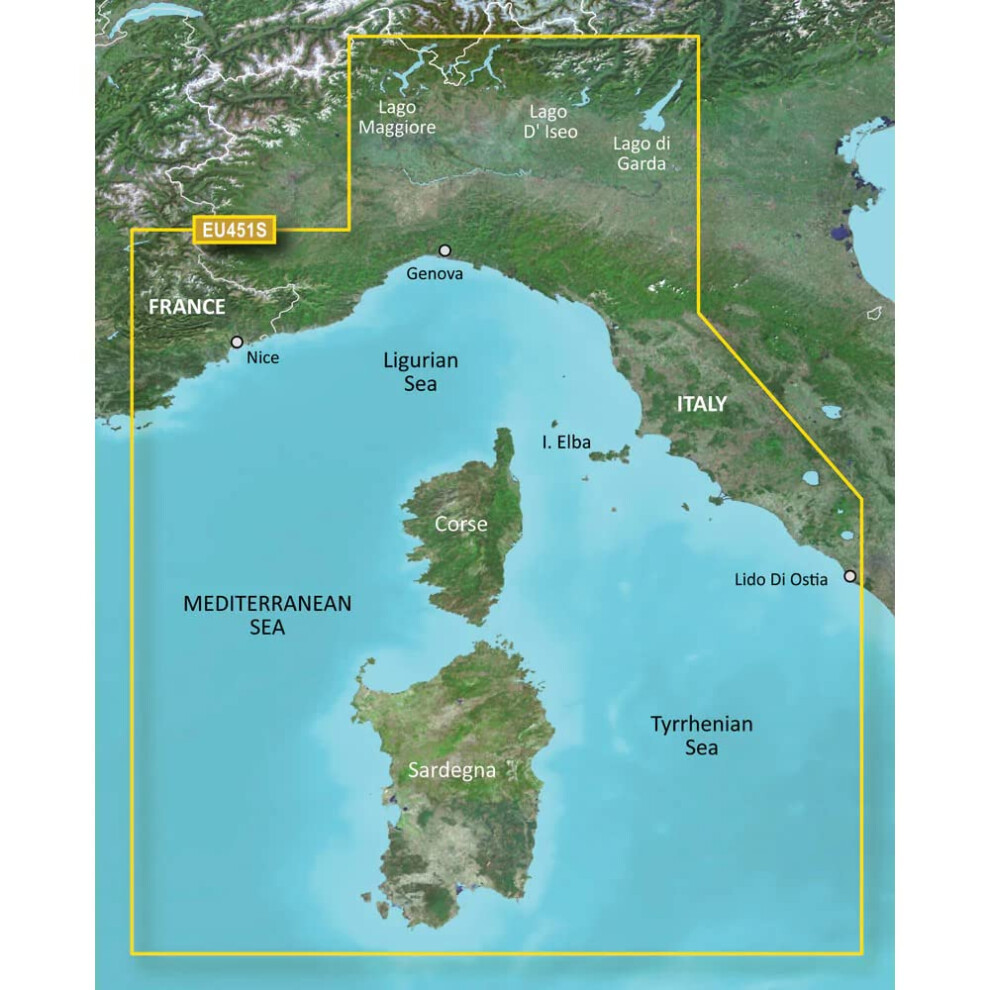 Garmin Veu451s Ligurian Sea Corsica and Sardinia Bluechart