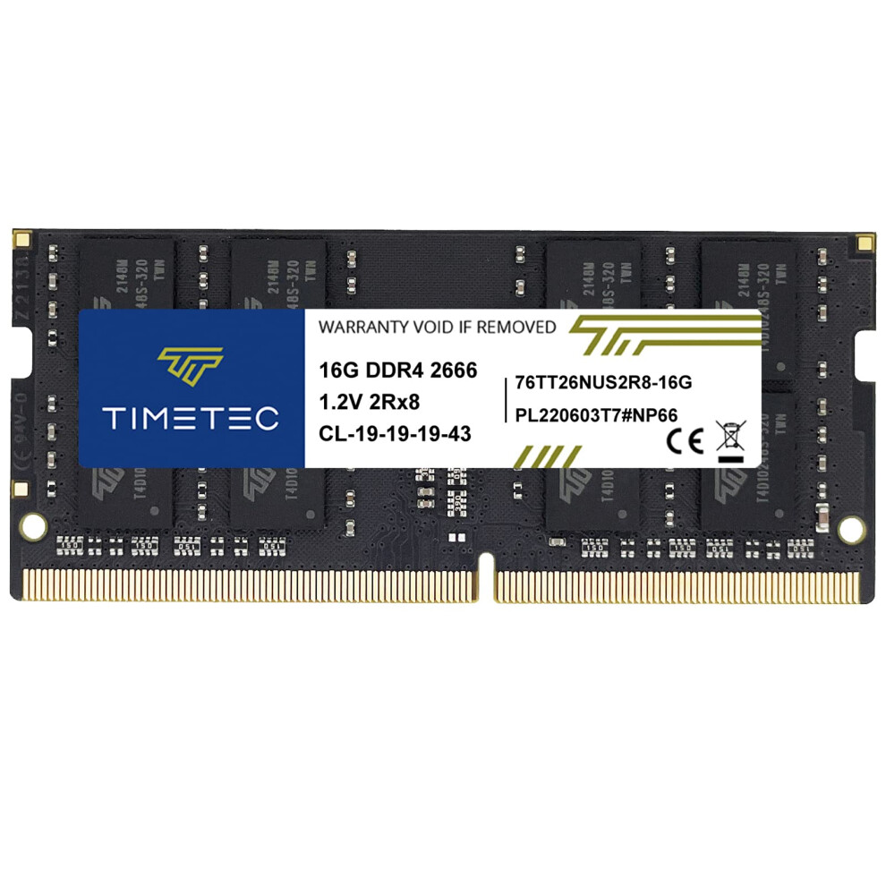 Timetec 16Gb Ddr4 2666Mhz (Ddr4-2666) Pc4-21300 (Pc4-2666V) Non-Ecc Unbuffered 1.2V Cl19 2Rx8 Dual Rank 260 Pin Sodimm Laptop Notebook Pc Co 765441340527