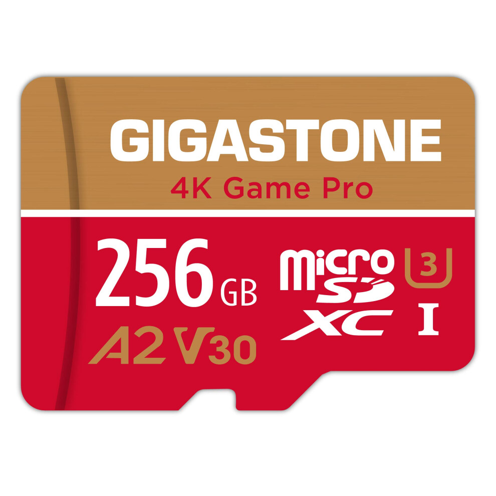 Photos - Memory Card Gigastone   256GB Micro SD Card 4K Game Pro MicroSDXC  for Nintendo-Switch GoPro Action [5-Yrs Free Data Recovery]