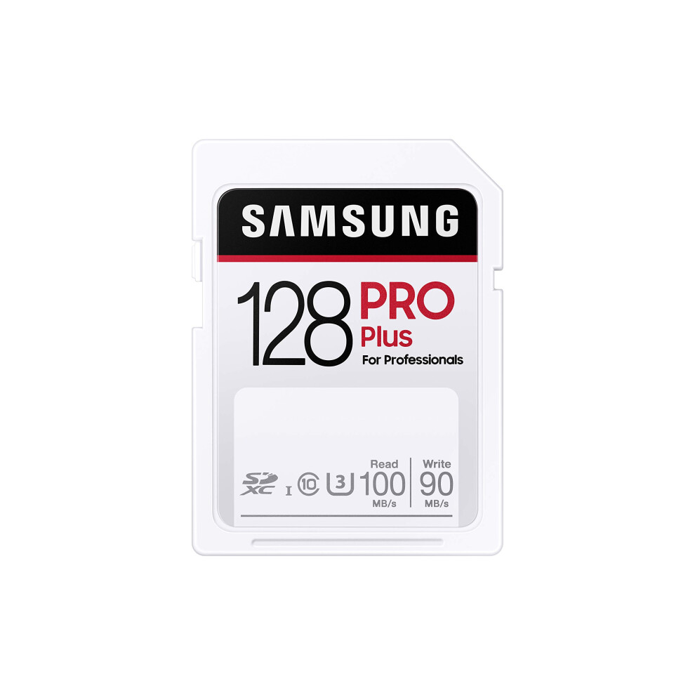 SAMSUNG PRO Plus SDXC 128GB Full Size SD Memory Card w/Adapter  Supports 4K UHD Video  Storage Expansion for Digital Media Professionals  Ph