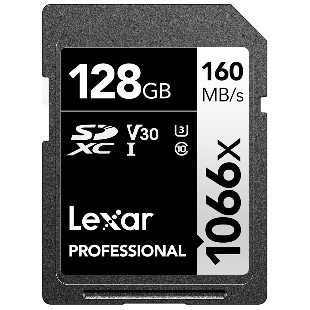 Lexar 128GB Professional 1066x SDXC Memory Card  UHS-I  C10  U3  V30  Full-HD & 4K Video  Up To 160MB/s Read  for DSLR and Mirrorless Camera