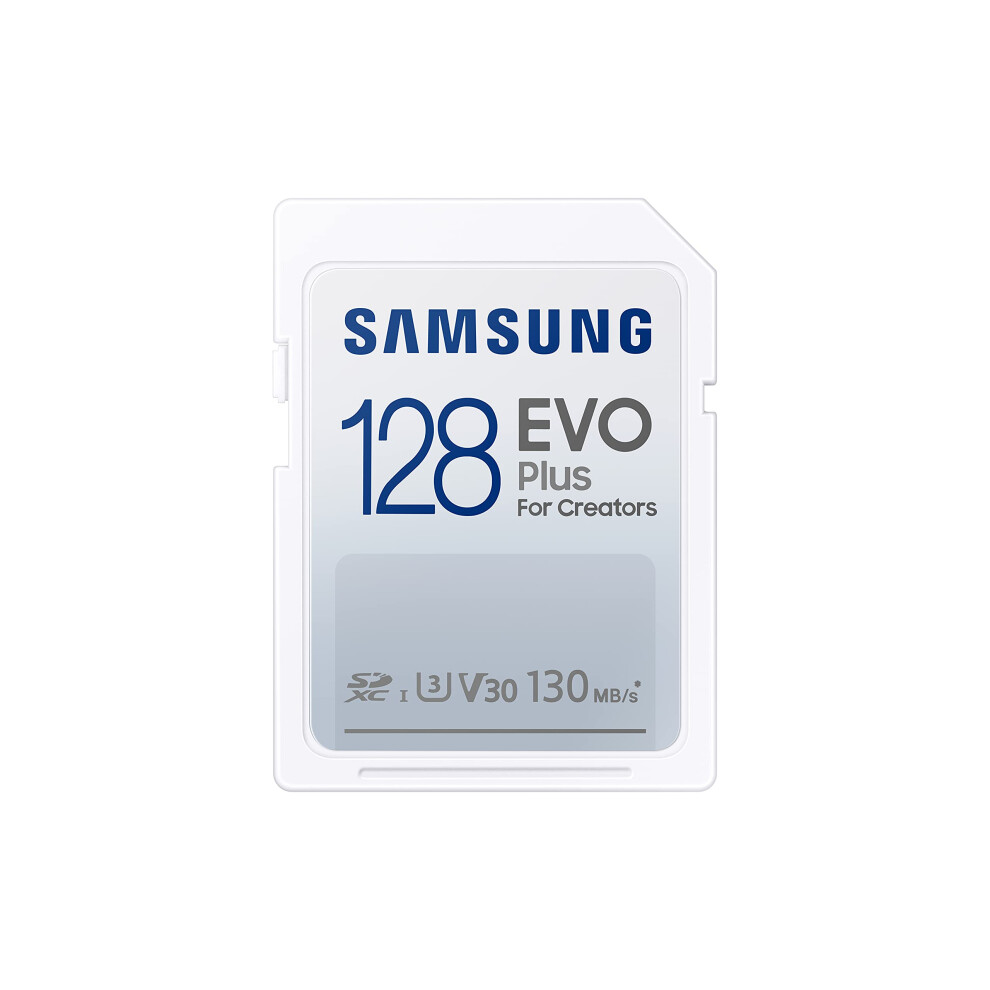 SAMSUNG EVO Plus Full Size 128 GB SDXC Card 130MB/s Full HD & 4K UHD  UHS-I  U3  V30 (MB-SC128K/AM)