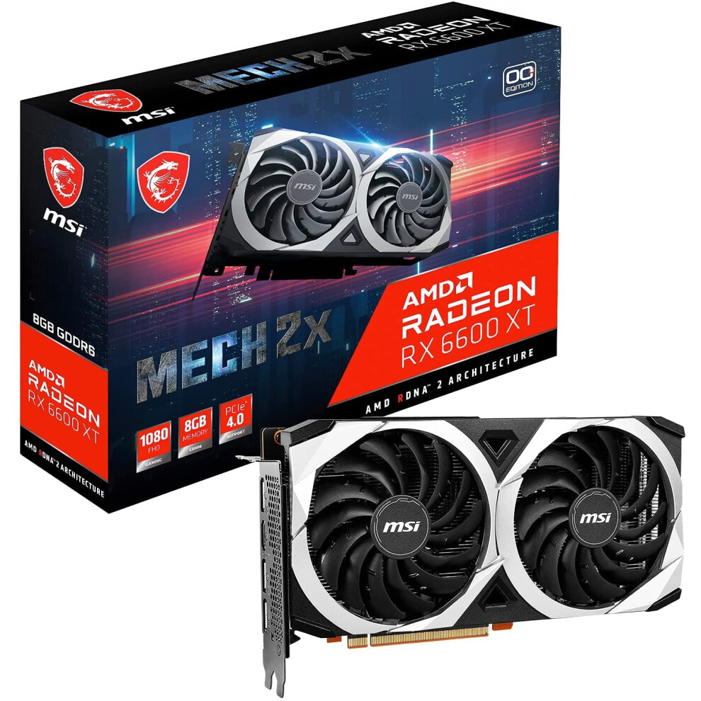 Msi Gaming Amd Radeon Rx 6600 Xt 128-Bit 8Gb Gddr6 Dp/Hdmi Dual Torx Fans Freesync Directx 12 Vr Ready Oc Graphics Card (Rx 6600 Xt Mech 2X 824142261408