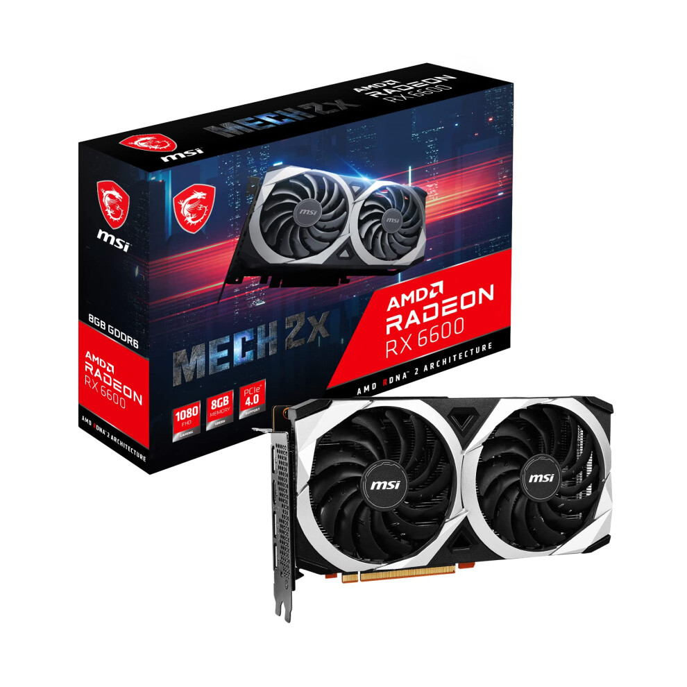 Msi Gaming Amd Radeon Rx 6600 128-Bit 8Gb Gddr6 Dp/Hdmi Dual Torx Fans Freesync Directx 12 Vr Ready Graphics Card (Rx 6600 Mech 2X 8G)