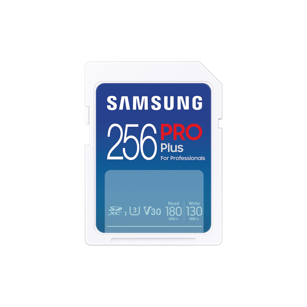 SAMSUNG PRO Plus Full Size 256GB SDXC Memory Card  Up to 180 MB/s  Full HD & 4K UHD  UHS-I  C10  U3  V30 for DSLR  Mirrorless Cameras  PCs