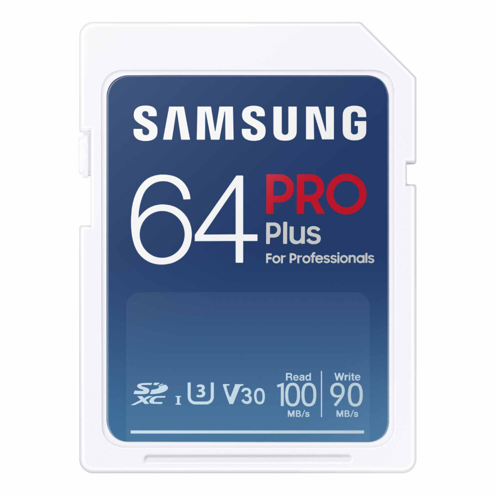 SAMSUNG PRO Plus Full Size 64GB SDXC Memory Card  Up to 180 MB/s  Full HD & 4K UHD  UHS-I  C10  U3  V30 for DSLR  Mirrorless Cameras  PCs  M