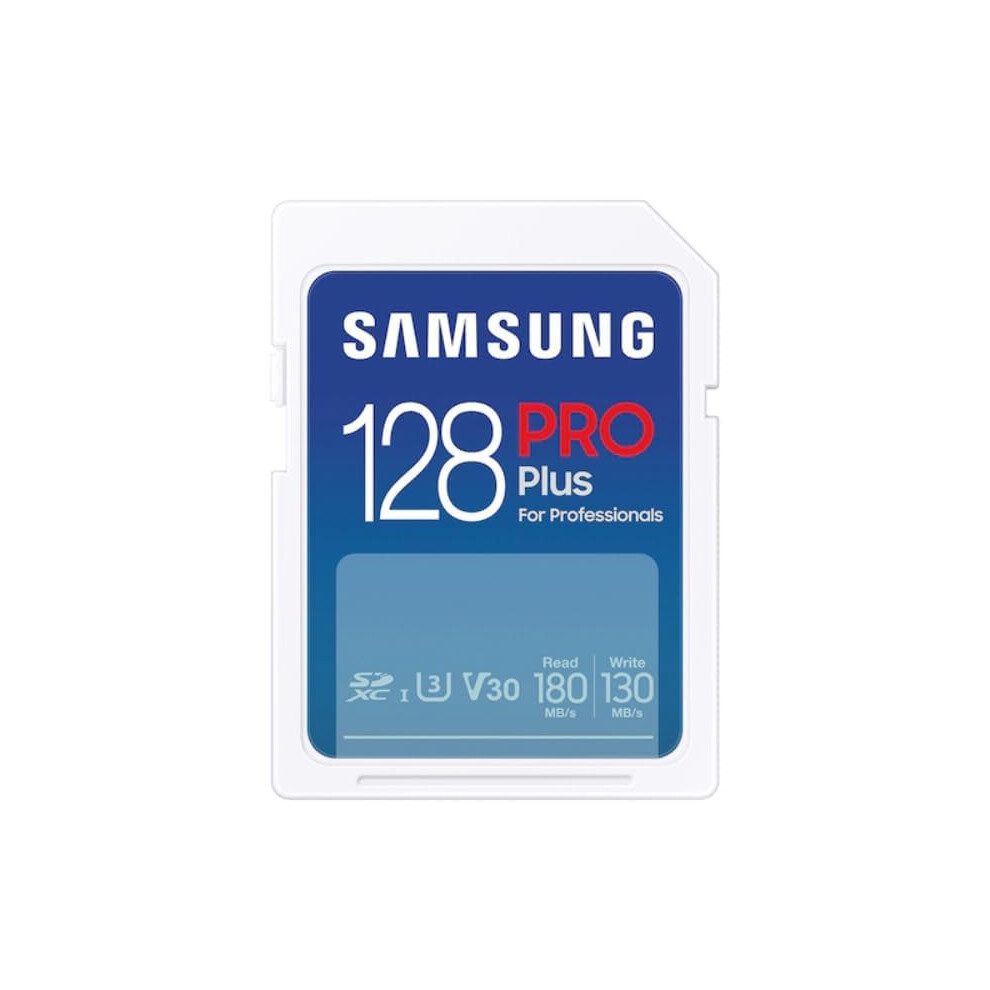 SAMSUNG PRO Plus Full Size 128GB SDXC Memory Card  Up to 180 MB/s  Full HD & 4K UHD  UHS-I  C10  U3  V30 for DSLR  Mirrorless Cameras  PCs