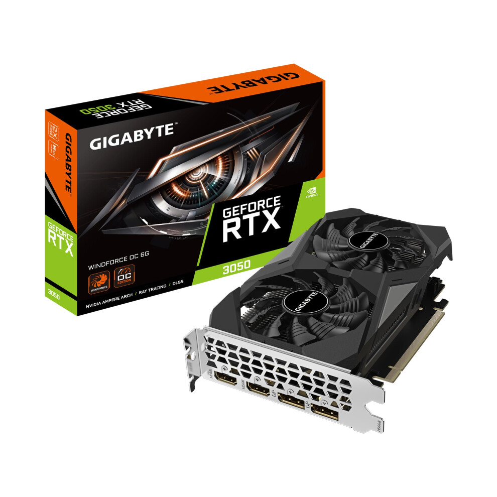 GIGABYTE GeForce RTX 3050 WINDFORCE OC 6G Graphics Card  2X WINDFORCE Fans  6GB GDDR6 96-bit GDDR6  GV-N3050WF2OC-6GD Video Card