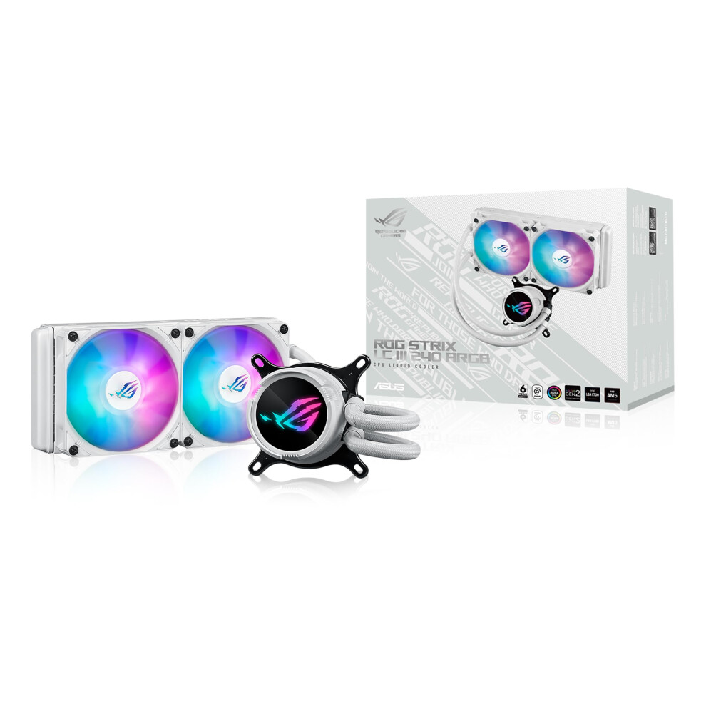 ASUS ROG Strix LC III 240 ARGB White Edition All-in-one CPU Liquid Cooler with 360 rotatable Water Block  Aseteks New Gen7 v2 Pump  Premium