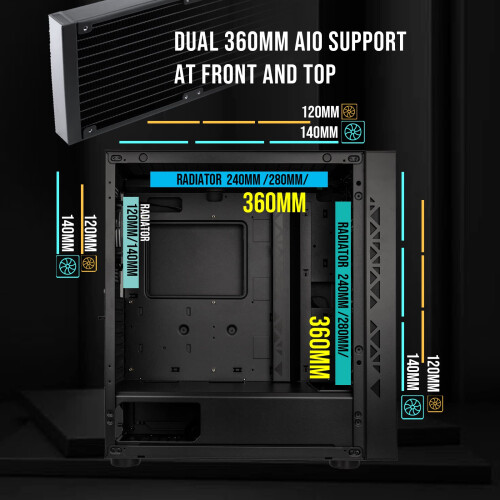 PC-Gehäuse ohne Netzteil - BITFENIX Tracery ARGB (Schwarz) - Mittel-Tower - E-ATX Format 2
