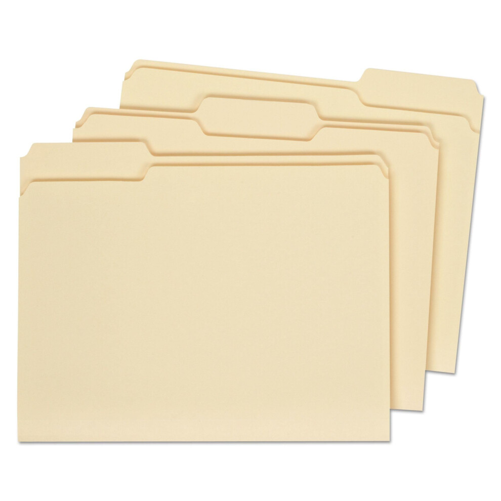 Universal 16113 File Folders  1/3 Cut Assorted  Two-Ply Top Tab  Letter  Manila  100/Box