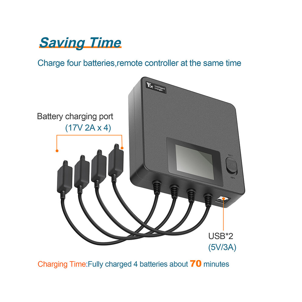 (U.s. Standard) Colour Screen Charger Battery Maintainer For Dji Avata 2 Digital Storage Charger Accessories 663250735223