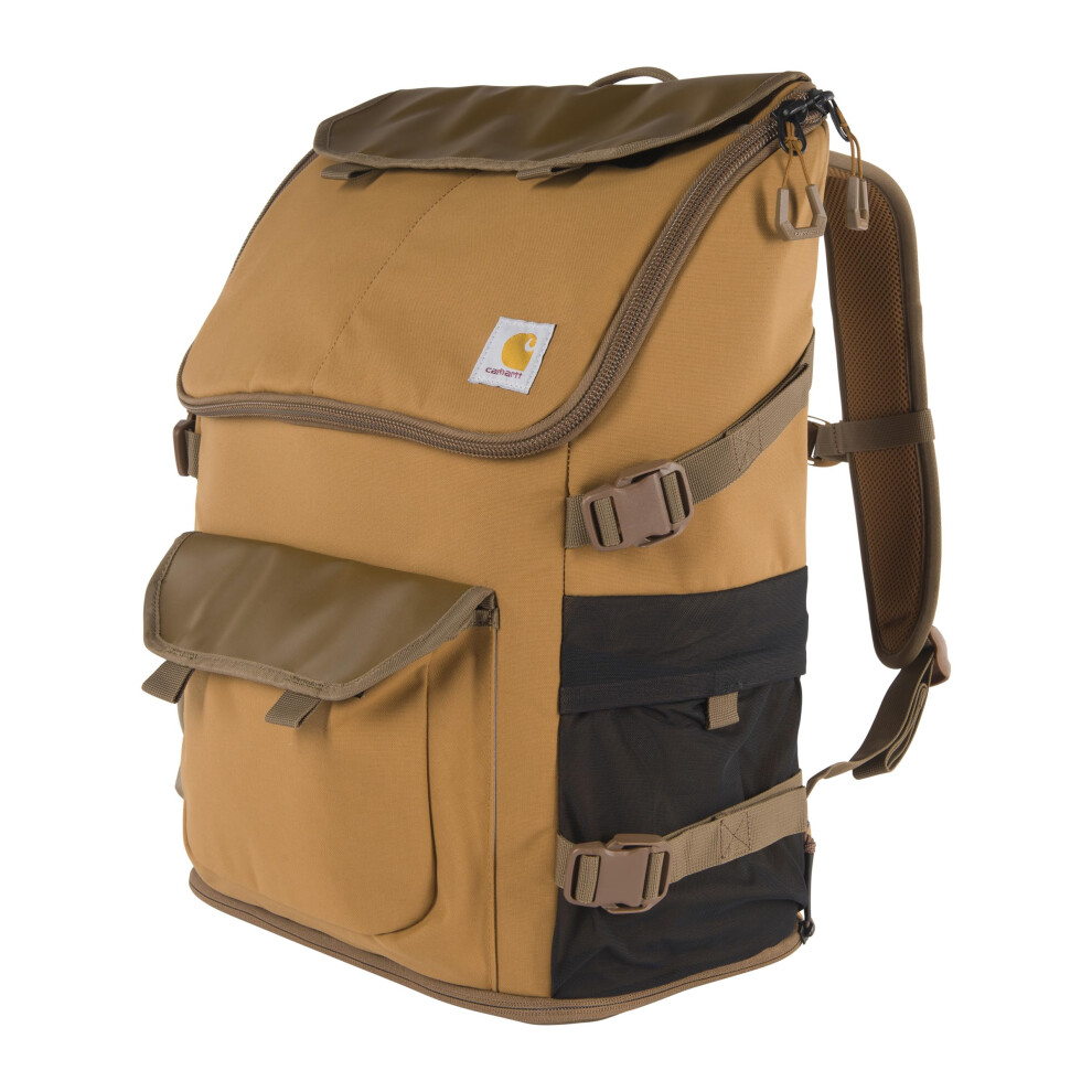 Carhartt 35L Nylon Workday Backpack  Durable Water-Resistant Pack with 15"" Laptop Sleeve  Brown  One Size