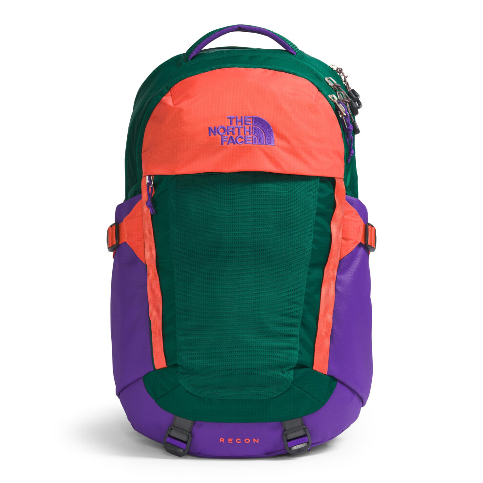 THE NORTH FACE Recon Everyday Laptop Backpack  TNF Green/TNF Purple/Radiant Orange  One Size