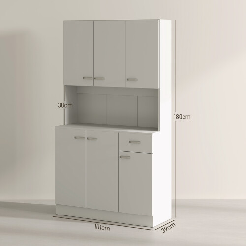 Homcom HOMCOM Freestanding Kitchen Cupboard, Storage Cabinet with Doors Cream White 1
