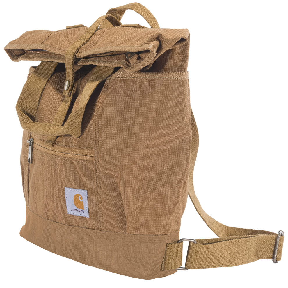 Carhartt Convertible  Durable Tote Bag with Adjustable Backpack Straps and Laptop Sleeve  Brown  One Size