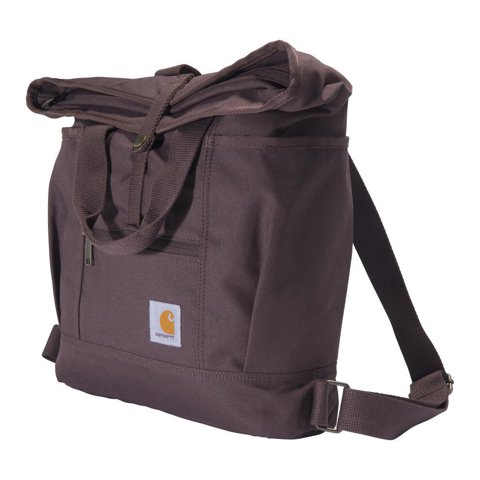 Carhartt Convertible  Durable Tote Bag with Adjustable Backpack Straps and Laptop Sleeve  Wine  One Size