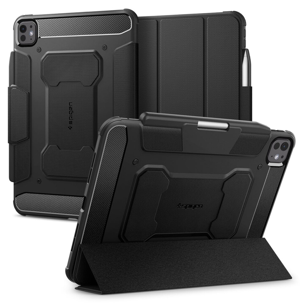 Spigen Rugged Armor Pro Designed for iPad Pro 11 inch Case M4 (2024) with Pencil Holder - Black