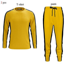 (T-shirt and pants, 5XL) Bruce Lee T-shirt Pants Adults Yellow Wushu Uniforms Kung Fu Set Wu Shu Chinese Costume Clothes For Men Martial Arts Sets