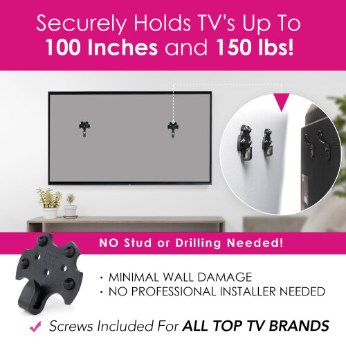 Support Mural TV HangSmart SANS Perceuse - Installation Facile, Pour TV 19-100", 150LBS 2