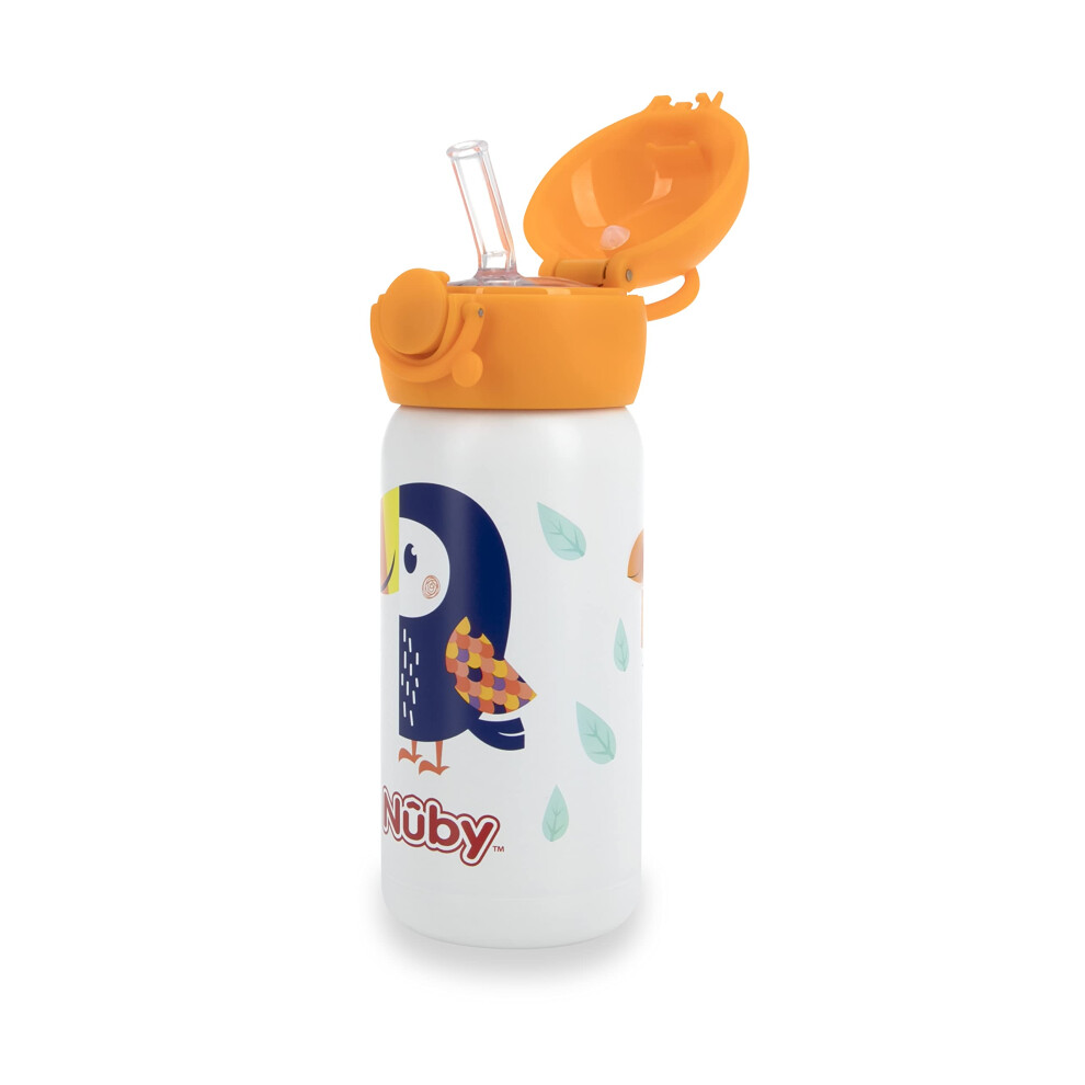 Nuby Thirsty Kids No Spill Flip-It Active Stainless Steel Travel Cup  14 Oz  Toucan