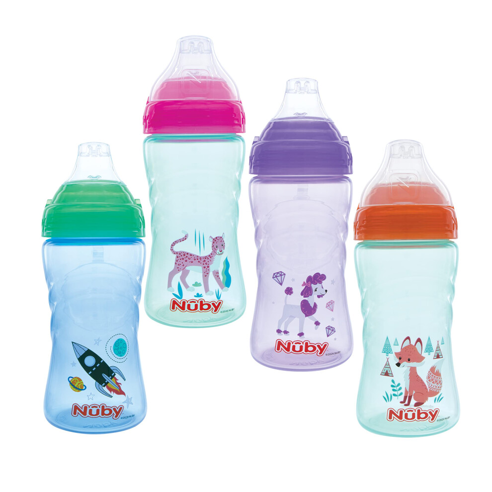 Nuby No Spill Printed Thirsty Kids No-Spill Sip-it Sport Cup with Soft Spout and Lid - 12oz / 360 ml  12+ Months  Single Pack of 1  Print Ma