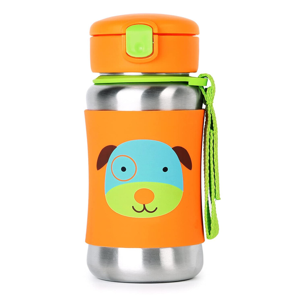 Skip Hop Toddler Sippy Cup with Straw  Zoo Stainless Steel Straw Bottle  Dog 350 ml