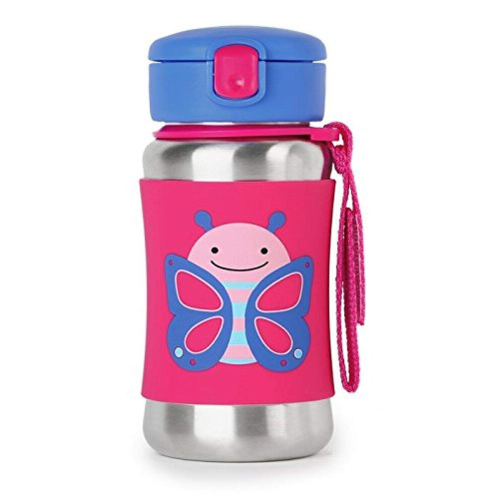 Skip Hop Toddler Sippy Cup with Straw  Zoo Stainless Steel Straw Bottle  Butterfly