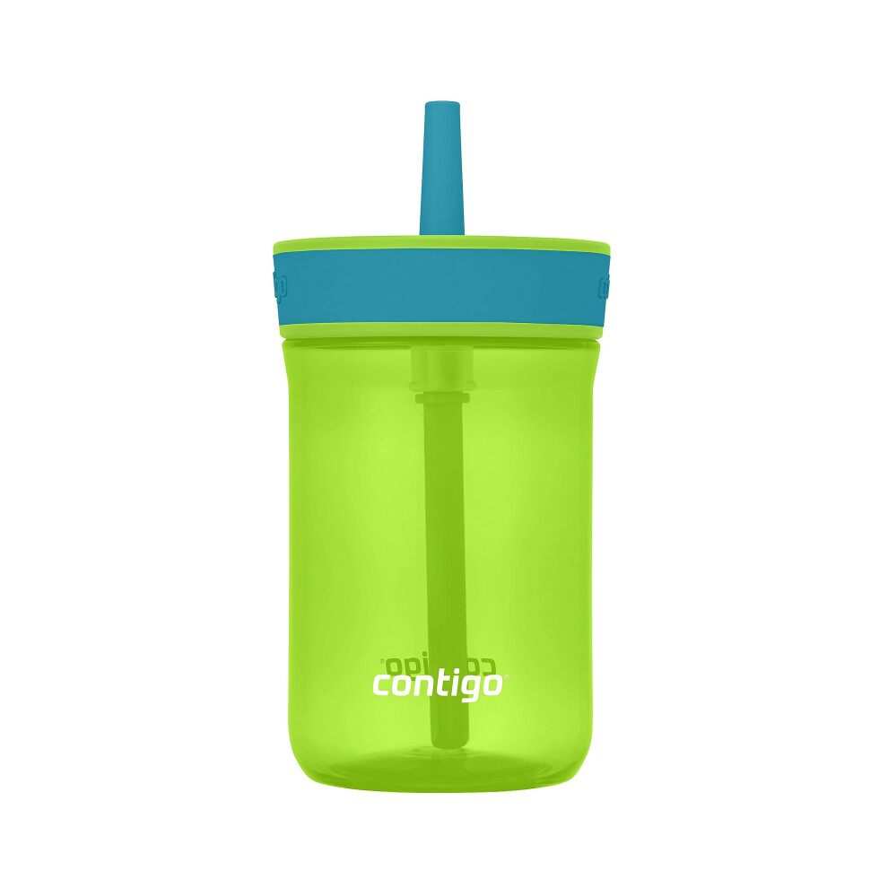 Contigo Kids Leighton Straw Tumbler with Spill-Proof Leak-Proof Lid  14oz  Lime/Juniper