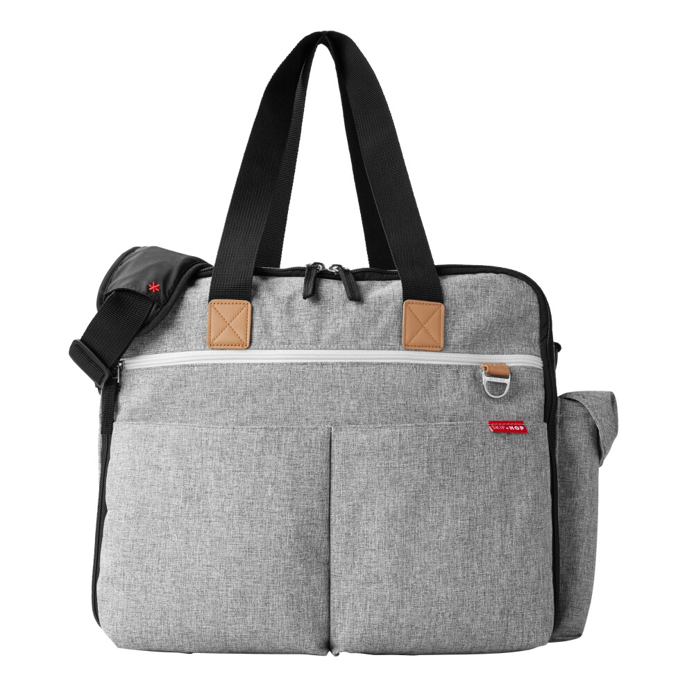 Skip Hop Diaper Bag: Iconic Duo Weekender  Extra Large Capacity with Changing Pad & Stroller Attachment  Grey Melange