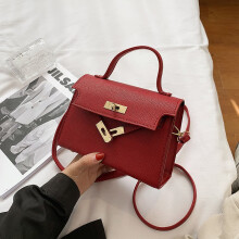 (Red) Elegant Mini Kelly Bag For Women Trendy Pu Leather Handheld And Shoulder Bag Ideal For Daily Wear