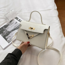 (White) Elegant Mini Kelly Bag For Women Trendy Pu Leather Handheld And Shoulder Bag Ideal For Daily Wear