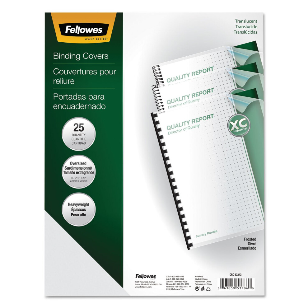 Fellowes Futura Premium Heavyweight Poly Presentation Covers for Binding Systems