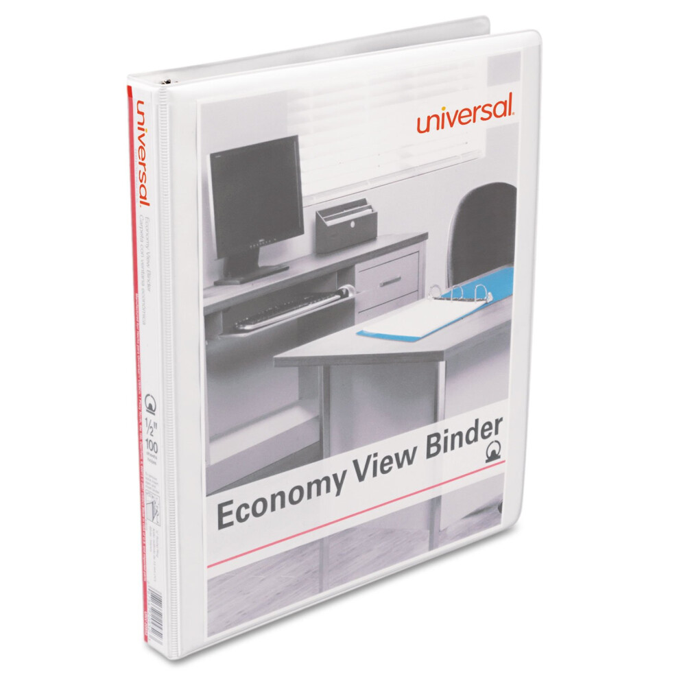 Universal UNV20952PK 11 in. x 8.5 in. 0.5 in. Capacity 3 Rings Economy Round Ring View Binder - White (6/Pack)