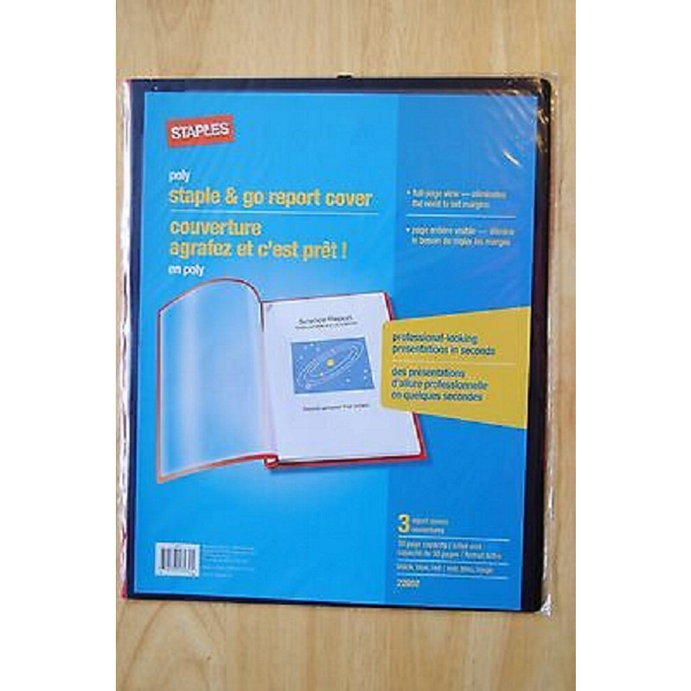 Staples Poly Staple and Go Report Covers 3 Report Covers