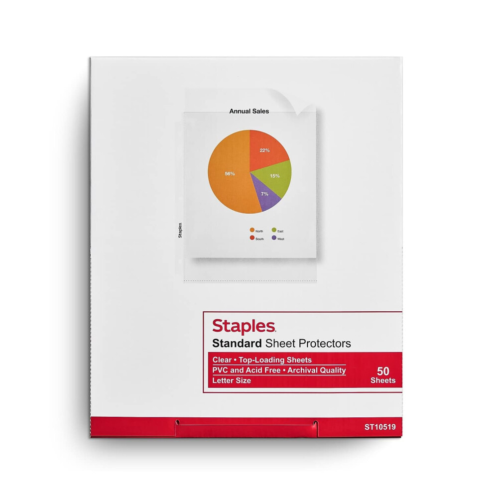 Staples 487791 Med-Weight Top-Loading Sheet Protectors Clear 8 1/2-Inch X 11-Inch 50 Ct