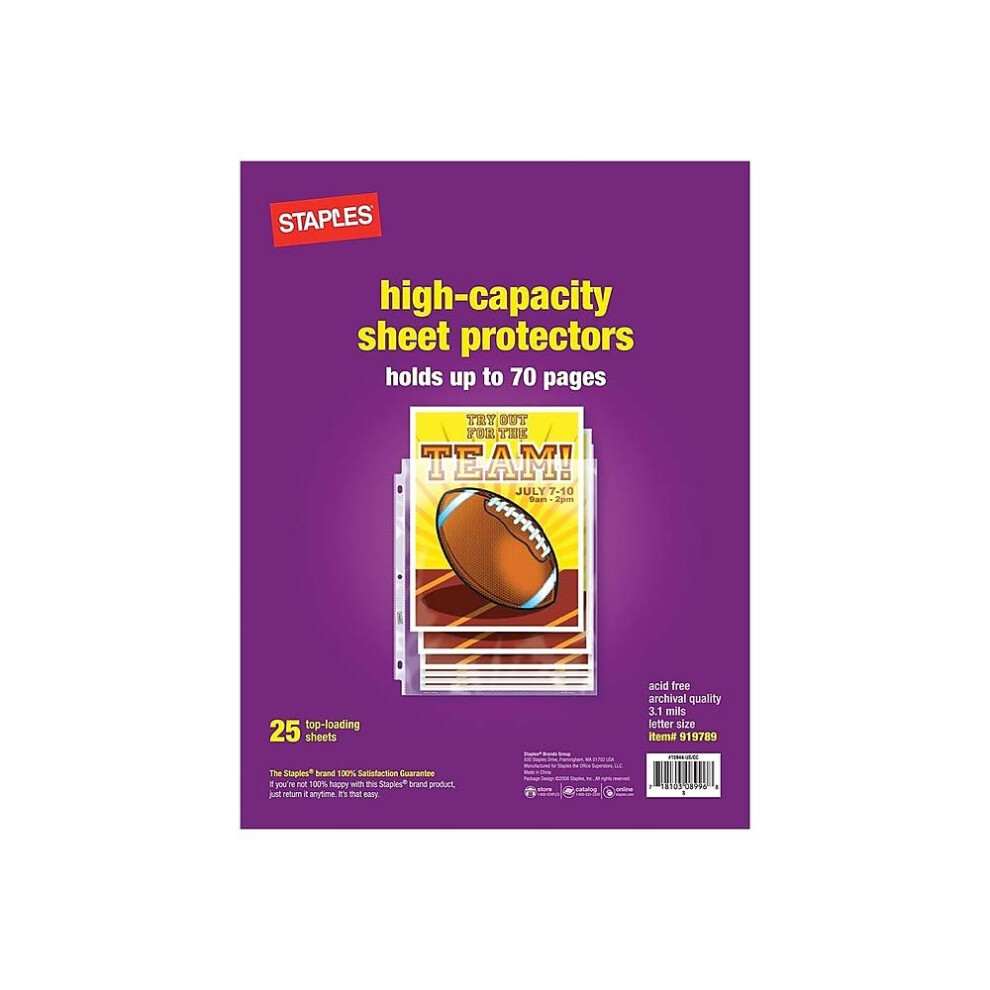 Staples 919789 High Capacity Sheet Protectors 25/Pack (15944)