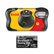 Bundle of Kodak Funsaver 35mm One-Time Single-Use Disposable Camera (ISO-800) with Flash - 27 Exposures with Microfiber Cloth
