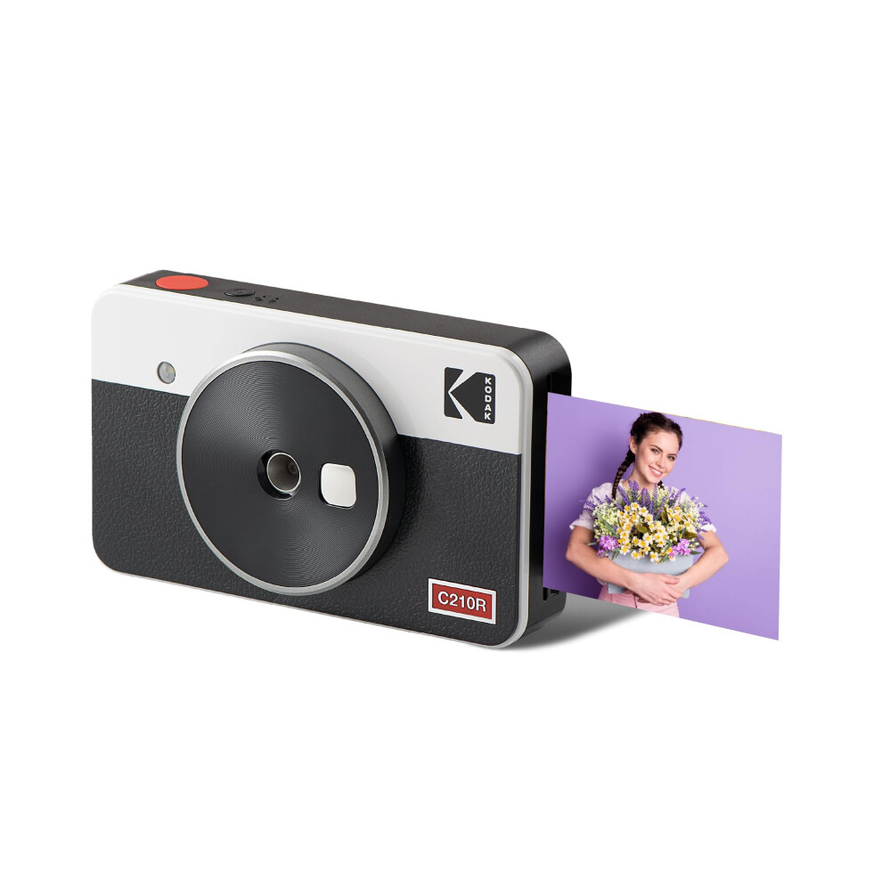 KODAK Mini Shot 2 Retro 4PASS 2-in-1 Instant Digital Camera and Photo Printer (2.1x3.4 inches) + 8 Sheets  White