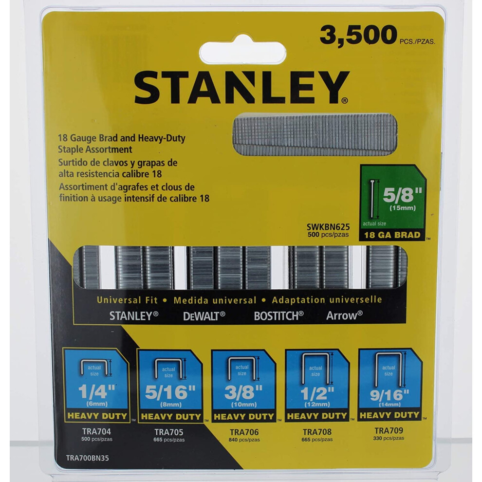 STANLEY  TRA700BN35  Staple/Brad Asst  Narrow  27/64  PK3500