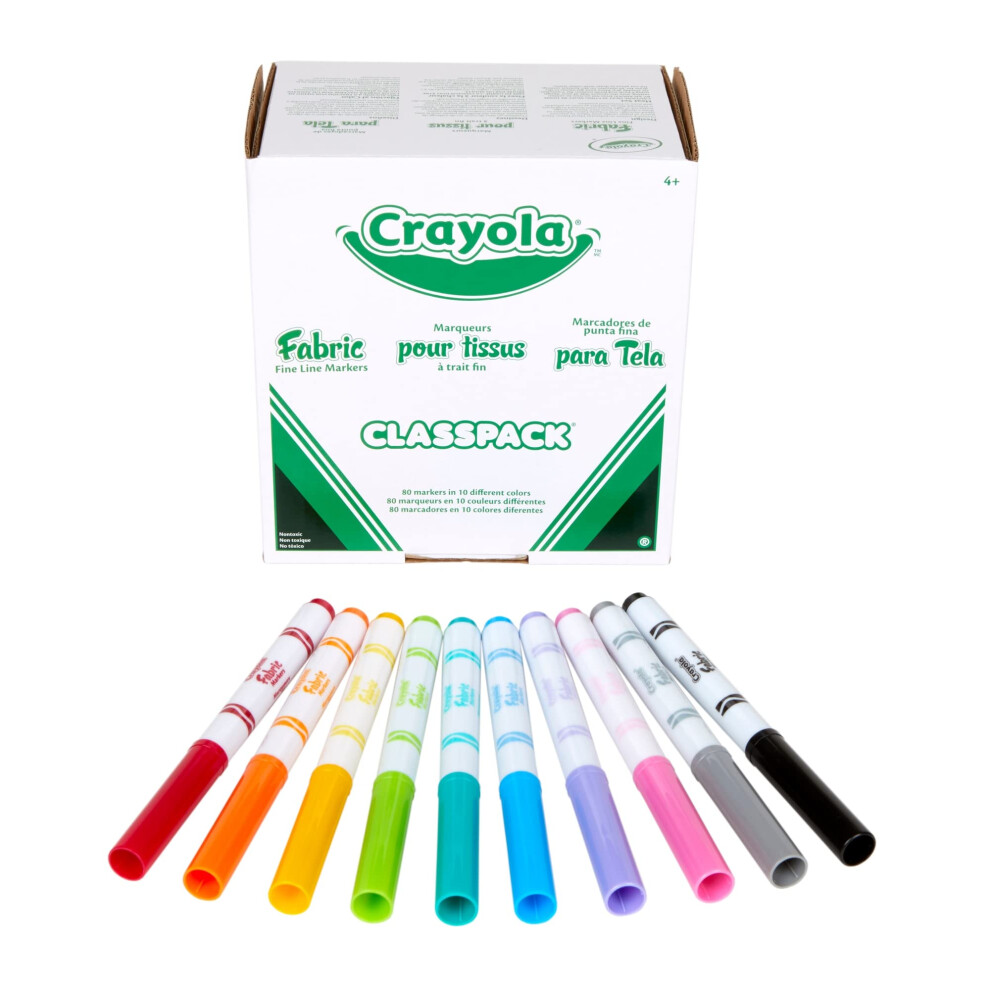 Photos - Felt Tip Pen Crayola Fabric Marker Classpack, Ten Assorted Colors, 80/Box 58-8215 