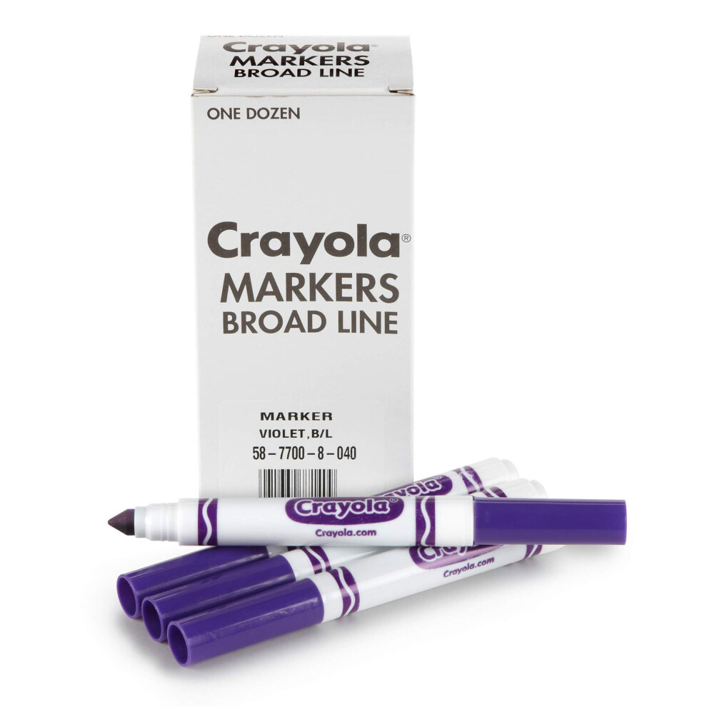 Crayola Broad Line Markers - Violet (12ct)  Markers for Kids  Bulk School Supplies for Teachers  Nontoxic  Marker Refill with Reusable Box