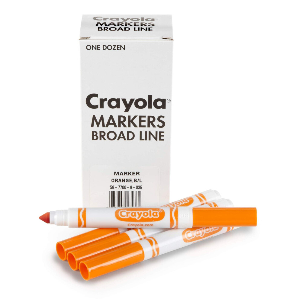 Crayola Broad Line Markers - Orange (12ct)  Markers for Kids  Bulk School Supplies for Teachers  Nontoxic  Marker Refill with Reusable Box