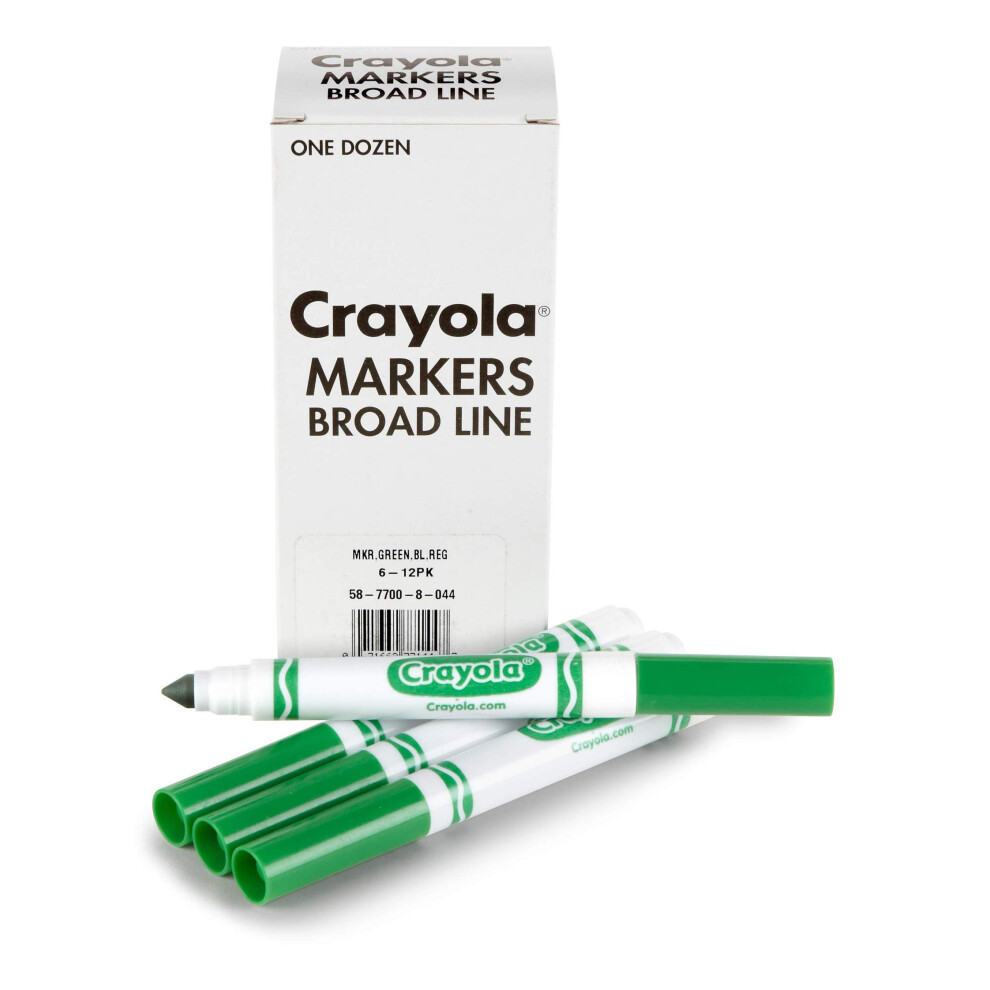 Crayola Broad Line Markers - Green (12ct)  Markers for Kids  Bulk School Supplies for Teachers  Nontoxic  Marker Refill with Reusable Box