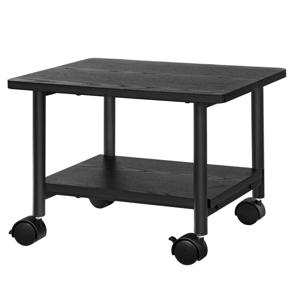 VASAGLE Industrial Under Desk Printer Stand  2-Tier Mobile Machine Cart with Shelf  Heavy Duty Storage Rack for Office and Home  Black UOPS0