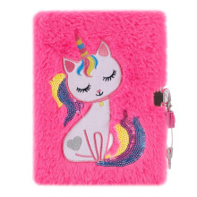 Diario SuperStyle per ragazze con lucchetto, regalo per bambine di 6, 7, 8, 9, 10, 11 e 12 anni, diario di peluche a forma di gatto, diario segre
